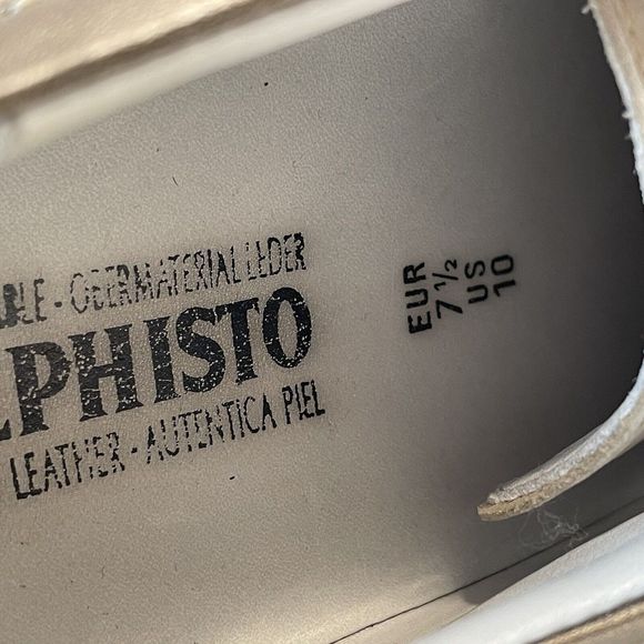 Mephisto Bretta Lace Up Sneakers Women's US Size 10 Cream Bronze Leather - Picture 12 of 16